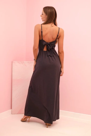 Sukienka damska na ramiączkach z rozszerzanym dołem grafitowa