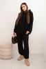 Komplet dresowy damski ocieplany z bawełny i z kapturem czarny