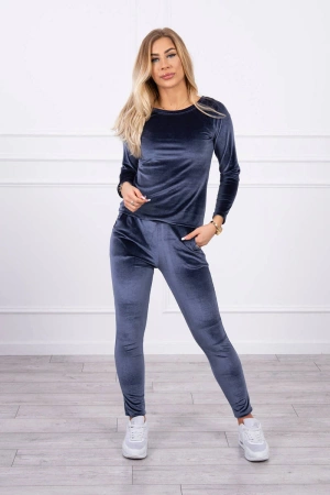 Komplet welurowy z marszczeniem z tyłu grafitowy