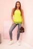 Bluzka damska z koronką bez rękawów żółty neon