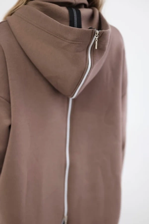 Bluza ocieplana z suwakiem z tyłu mocca