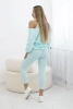Komplet 3-częściowy bluza + top + legginsy miętowy