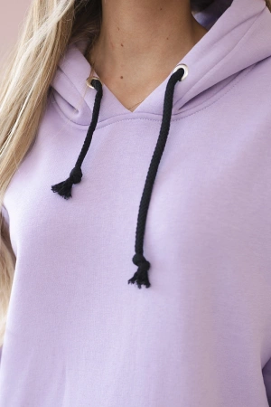 Sukienka z kapturem i rozcięciem na boku fioletowa