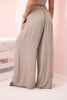 Spodnie damskie wiskozowe szerokie z gumką w pasie camelowe