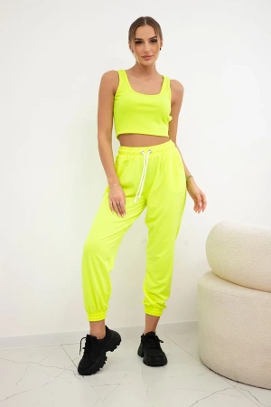 Komplet top+spodnie żółty neon