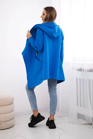 Bluza ocieplana z asymetrycznym suwakiem chabrowa