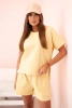 Komplet damski punto z krótkim rękawem i szortami ciemny żółty