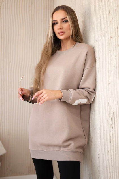 Bluza ocieplana z napisem California ciemno beżowa