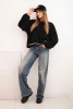 Bluza damska z ozdobnym wykończeniem na dole czarna