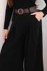 Spodnie damskie z szeroką nogawką i paskiem czarne
