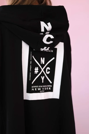Narzutka z kapturem oversize czarna