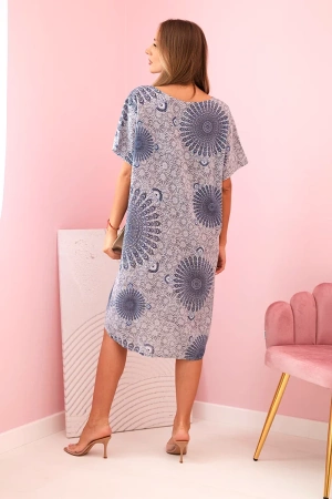 Sukienka damska bawełniana z orientalnym wzorem szara