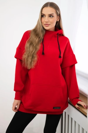 Bluza ocieplana z półgolfem czerwona