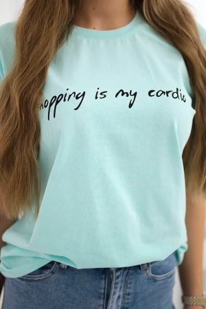 Bluzka Shopping is my cardio miętowa+czarna