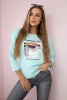 Bluzka z nadrukiem Summer Girl miętowa