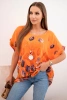 Koszula damska bawełniana z kwiatowym wzorem pomarańczowa