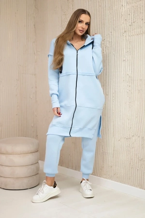 Komplet ocieplany z długą bluzą błękitny