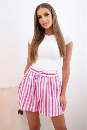 Spodenki damskie bawełniane w paski fioletowe