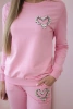 Komplet damski bawełniany z ozdobnym sercem cukierkowy róż