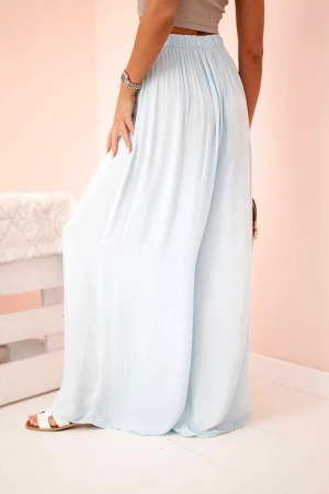 Spodnie damskie wiskozowe szerokie z gumką w pasie niebieskie