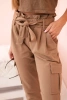 Spodnie damskie z wysokim stanem cargo camelowe