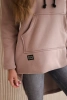 Bluza ocieplana z długim tyłem i kapturem ciemny beżowy