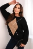 Sweter damski w geometryczny wzór z domieszką wełny i alpaki czarny