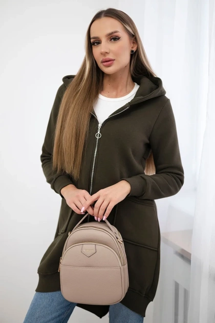 Bluza ocieplana z suwakiem z tyłu khaki