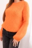 Sweter damski z moheru z bufiastymi rękawami pomarańczowy
