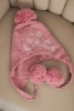 Czapka damska zimowa uszatka z pomponami K431 różowa