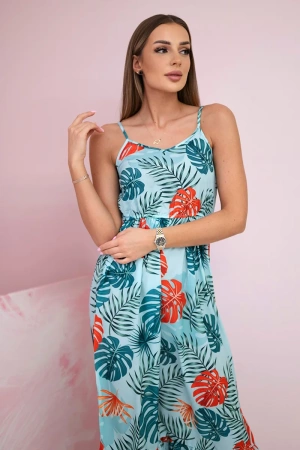 Sukienka z motywem liści miętowa