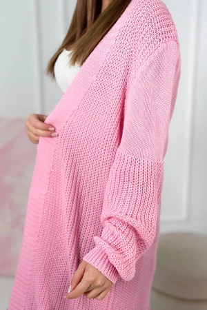 Sweter długi kardigan jasny różowy