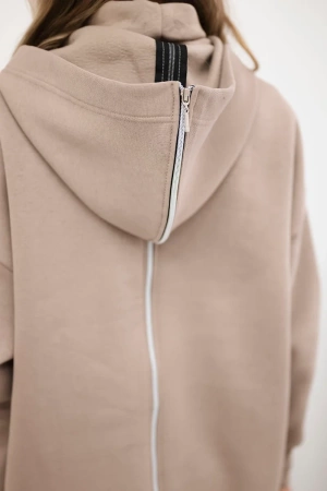 Bluza ocieplana z suwakiem z tyłu ciemno beżowa