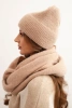 Komplet damski z czapką i kominem z miękkiej dzianiny beżowy