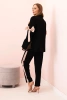 Komplet damska z wiskozą – marynarka z klapami i spodnie z lampasem czarny