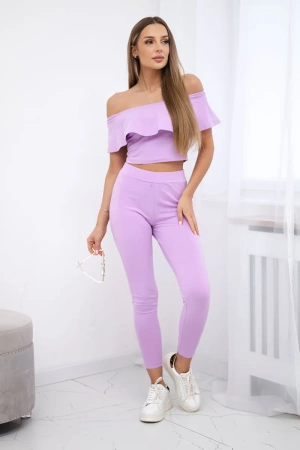 Komplet z falbanką fioletowy