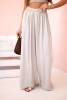Spodnie damskie wiskozowe szerokie z gumką w pasie ciemno beżowe