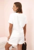 Komplet damski punto z krótkim rękawem i szortami ecru