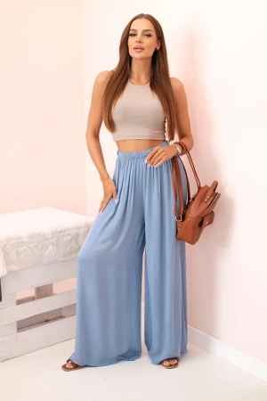 Spodnie damskie wiskozowe szerokie z gumką w pasie jeansowe