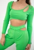 Komplet z bluzką top zielony neon