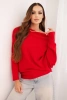 Sweter damski wiskozowy asymetryczny typu nietoperz czerwony