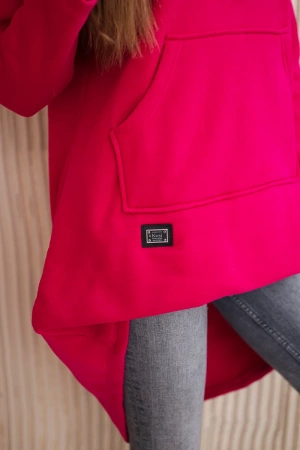 Bluza ocieplana z długim tyłem i kapturem fuksja