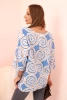 Bluzka damska z bawełny w etniczne wzory z podwiniętym rękawem turkusowa