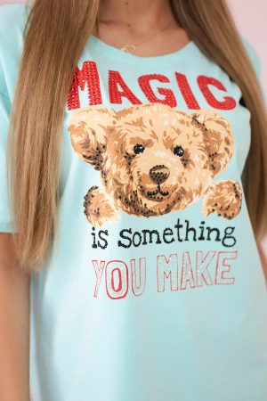 Bluzka z nadrukiem Magic miętowa