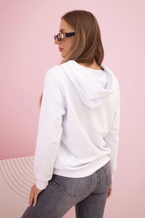 Bluza damska bawełniana z kapturem i kieszeniami biała
