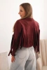 Kurtka damska z frędzlami z zamszu bordowa