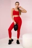 Komplet z bluzką top prążkowany czerwony