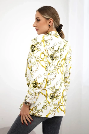 Marynarka bawełniana z kolorowym nadrukiem ecru+żółty