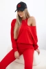 Komplet 3-częściowy bluza + top + legginsy czerwony