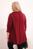 Bluzka damska bawełniana Plus Size asymetryczna z podwijanym rękawem bordowa